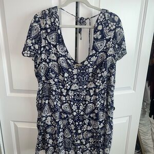 Show Me Your MuMu Navy and White Floral Mini Dress
